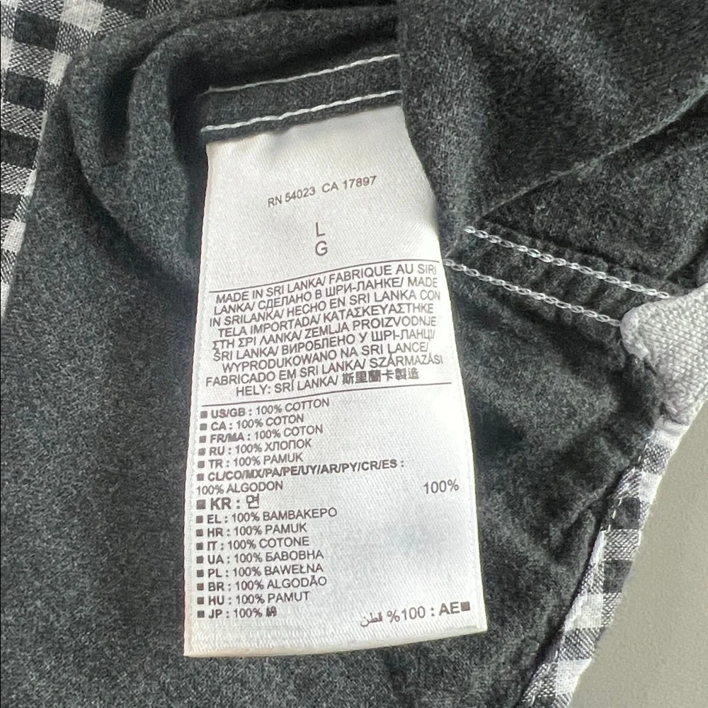Banana Republic Soft Wash Tailored Slim Fit Plaid Button Down Black/White Size L